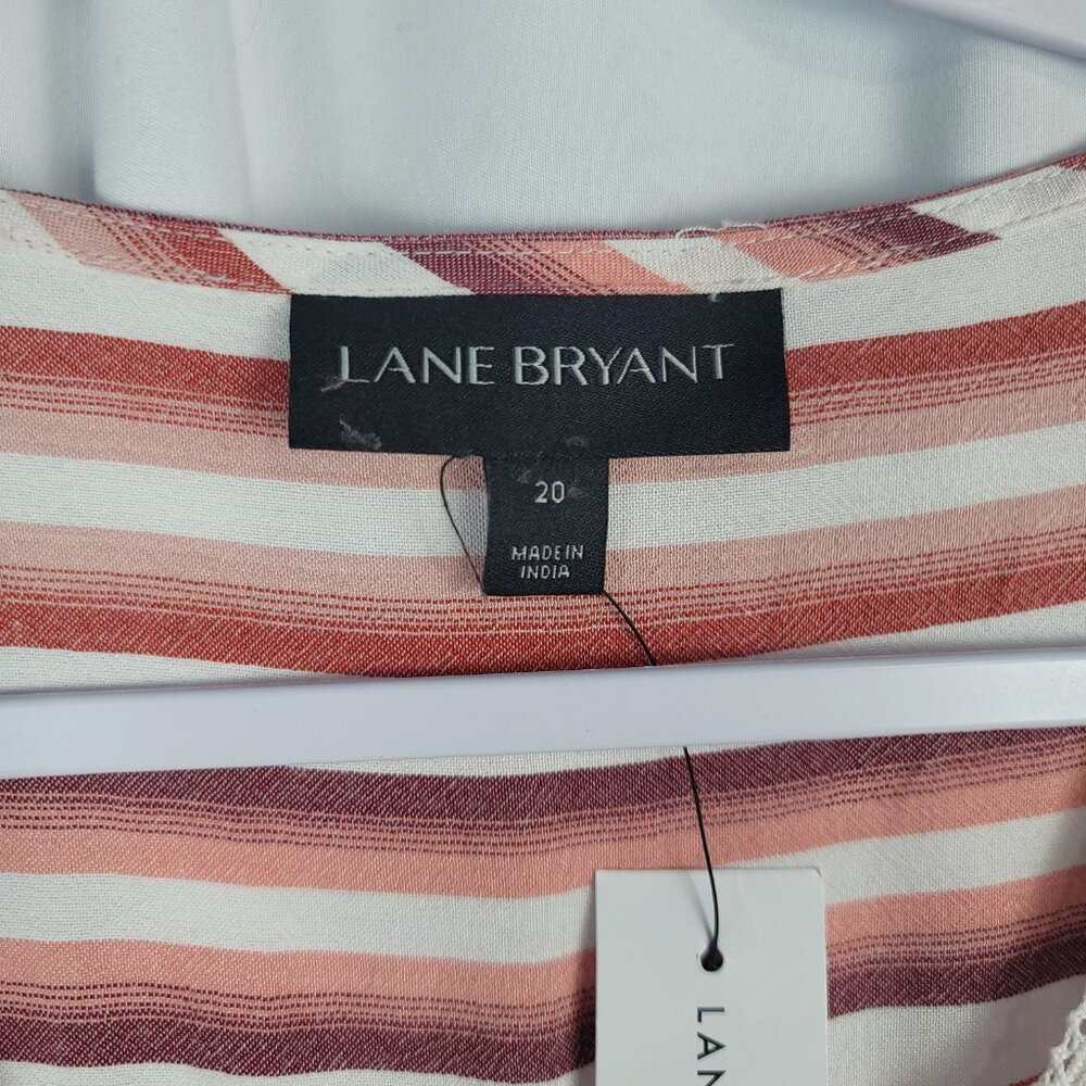 Lane Bryant Sleeveless Blouse Women's Size 20 Pink Ivory Stripe NEW - Picture 6 of 16